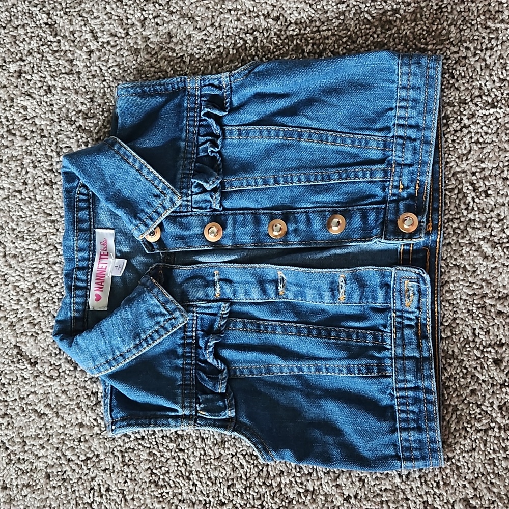 Girls Blue Jean jacket vest size 4
